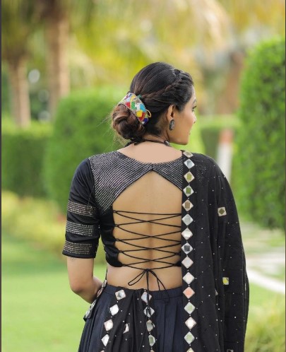 Charcoal Grey Cotton Silk Lehenga Choli
